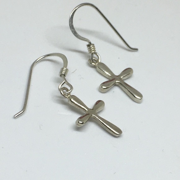 Sterling Silver Cross Dangle Earrings - Picture 6 of 6